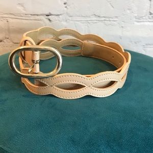 Talbots Nude Looped Leather Belt size SMALL